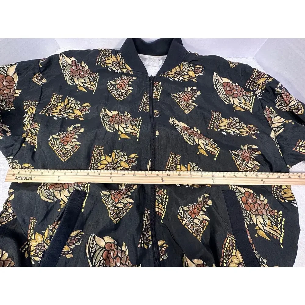 VINTAGE Adolfo Sport 80s 90s Bomber Jacket Unique PRINT’S For All SEASON! Sz.L - Picture 12 of 14
